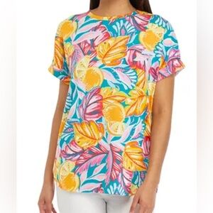 Crown & Ivy Yellow Orange Graphic Short Sleeve Tee